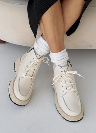 Черевики жіночі зимові молочні натуральна шкіра