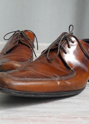 Кожаные коричневые мужские туфли lavorazione artigianale размер 45