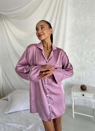 Christel 143 лиловая рубашка ночная рубашка домашняя шелковая домашняя одежда