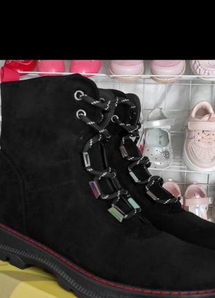 Жіночі демі черевики чорні замшеві (еко) легкі5 фото