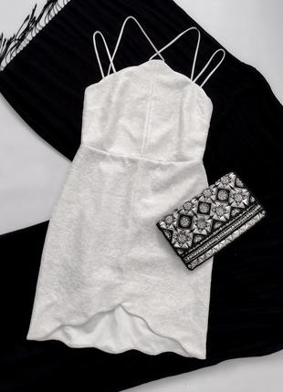 Красивое гипюровое белое мини платье topshop
