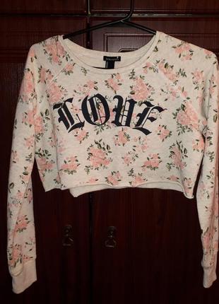 Свитшот толстовка укороченная  короткая forever 21 оригинал