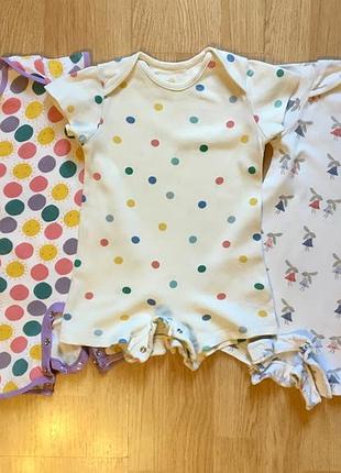Ніжний ромпер, пісочник, бодік для дівчинки m&s і miniclub, набір, р. 9-12 і 12-18м