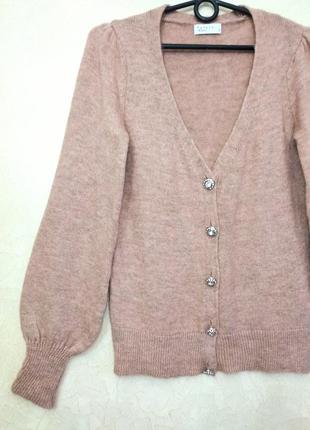 Мягкий кардиган цвет пыльной розы пуловер кофта на пуговицах3 фото