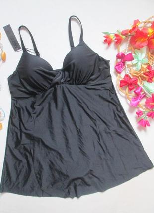 Мега классный слитный черный купальник платье батал на запах vanquish 🌺🌹🌺3 фото