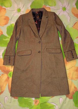 В винтажном стиле в принт квадрат клетка пальто шерсть шерстяное wool теплое клетка1 фото