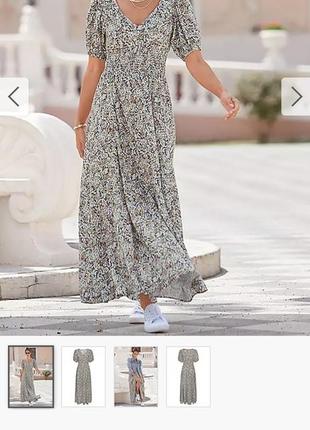 Прекрасное цветочное дневное платье vivance floral maxi dress  с глубоким v-образным вырезом и корот2 фото