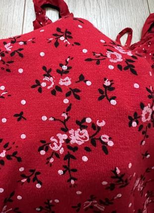 Коротка червона квіткова сукня на бретелях віскоза prettylittlething plt 🛍️1+1=3🛍️6 фото