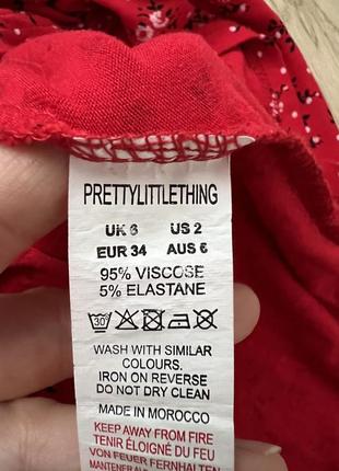 Коротка червона квіткова сукня на бретелях віскоза prettylittlething plt 🛍️1+1=3🛍️7 фото