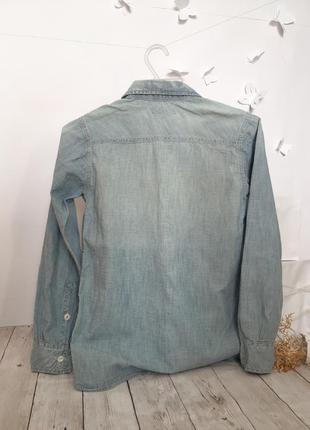 Джинсовая рубашка h&amp;m прямая короткая карманы джинс2 фото