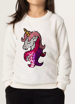 Світшот плюш теплий 116 з аплікацією із паєток,светр