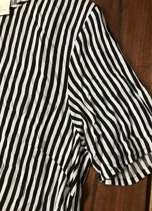 Жіноча смугаста блуза h&m (ейч енд ем срр ідеал оригінал чорно-біла)4 фото