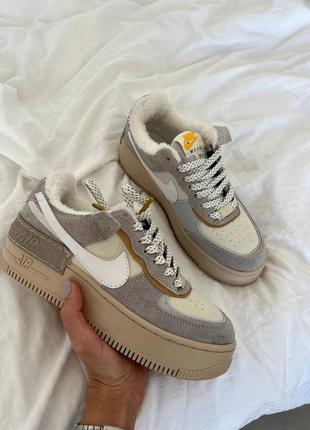 ❄️nike air force 1 shadow wild fur❄️ кроссовки женские зимние с мехом, кроссовки жемнеет с мехом