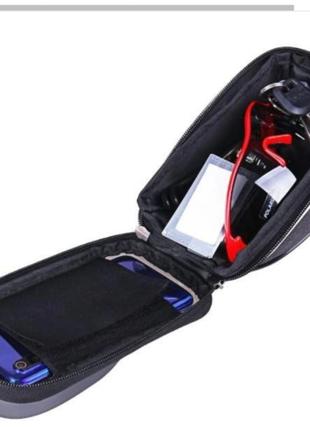Велосипедна сумка тримач для телефону до 7 дюймів black/чохол для велосипеда на кермо2 фото