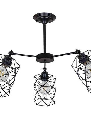 Люстра стельова лофт із регульованими плафономи levistella 752f105-3 bk