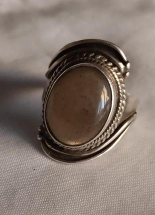 Срібна каблучка перстень вінтаж з димчастим кварцом кабошоном