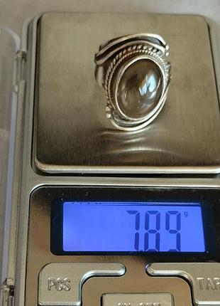 Срібна каблучка перстень вінтаж з димчастим кварцом кабошоном