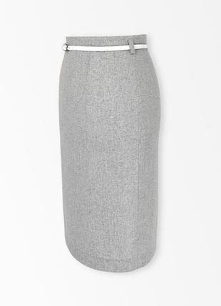 Свет серый с завышенной талией юбка- карандаш из итальянской шерсти.2 фото