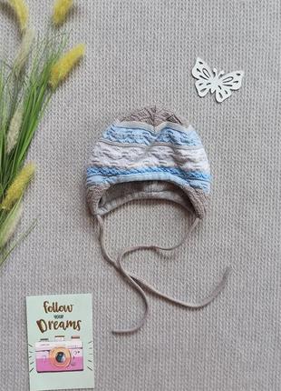 Дитяча осіння тепла шапочка для новонародженого хлопчика малюка демісезонна шапка