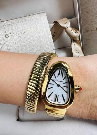 Часы змея наручные женские золотистые брендовые в стиле bvlgari3 фото