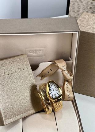 Часы змея наручные женские золотистые брендовые в стиле bvlgari