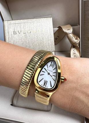Часы змея наручные женские золотистые брендовые в стиле bvlgari2 фото
