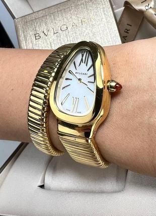 Часы змея наручные женские золотистые брендовые в стиле bvlgari4 фото