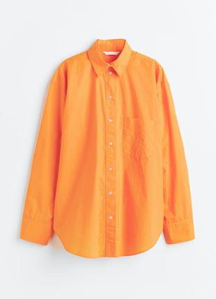 Рубашка поплиновая хлопковая h&amp;m оранж6 фото