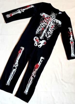 Скелетон tesco карнавальний костюм на halloween на 5-6 років1 фото