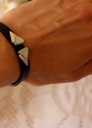 Кожаный черный браслет с декором pilgrim дания элитная ювелирная бижутерия4 фото