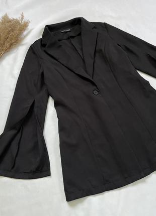 Трендовый пиджак, пиджак с разрезами на рукавах, женский черный базовый пиджак8 фото