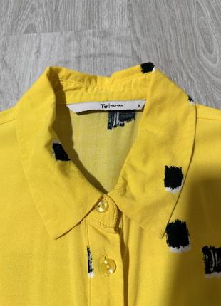 Рубашка из вискозы яркая желтая4 фото