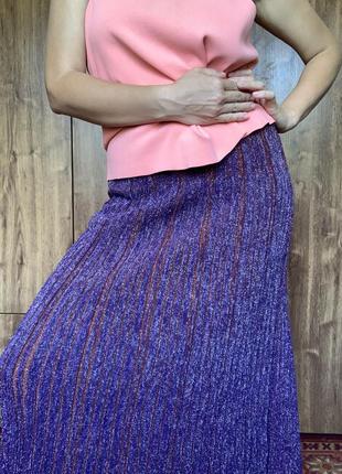 Юбка миди фиолетовая с люрексом, юбка плиссе, трикотажная юбка meme road6 фото