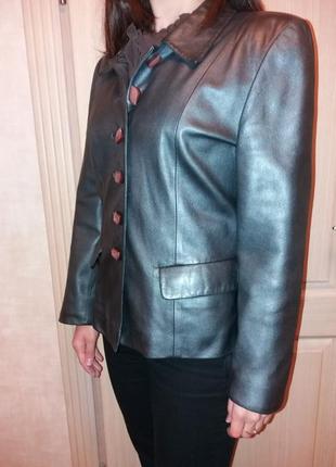 Женский пиджак кожаный серебряный кожаная куртка размер 46-484 фото