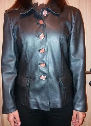 Женский пиджак кожаный серебряный кожаная куртка размер 46-487 фото