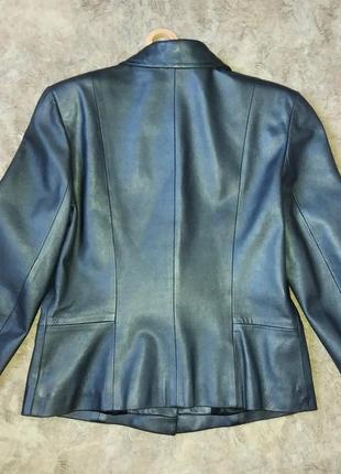 Женский пиджак кожаный серебряный кожаная куртка размер 46-483 фото