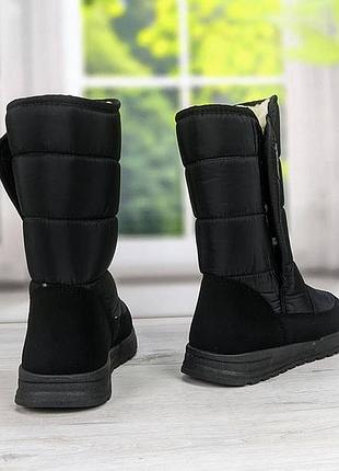 Сапоги дутики чоботи мех на липучке