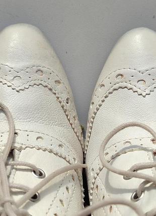 Итальянские кожаные туфли оксфорды броги на каблуке ботинки в стиле old school от бренда vero cuoio6 фото