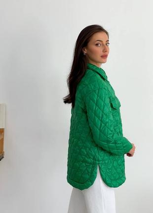 Стеганая осенняя куртка на силиконе 150, женская куртка-рубашка демисезонная3 фото