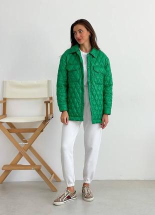 Стеганая осенняя куртка на силиконе 150, женская куртка-рубашка демисезонная5 фото