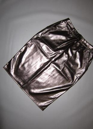 Новая юбка-карандаш экокожа цвет металлик бронза2 фото