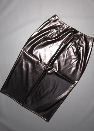 Новая юбка-карандаш экокожа цвет металлик бронза2 фото