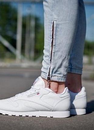 Кроссовки reebok classic leather 2232, кеды, кроссовки, белые кеды, женские, детские, 35, кожа, кожа4 фото