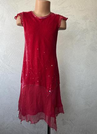 Нарядное красное платье, платье для танцев 116-122 рост2 фото