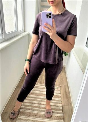 Піжама велюрова (футболка+штани) ancor stile лілова
