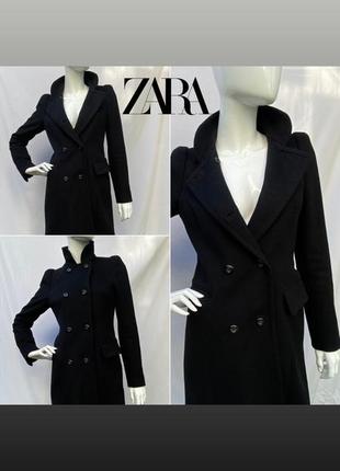 Чорне шерстяне класичне пальто від zara.