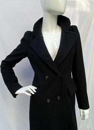Черное шерстяное классическое пальто от zara.9 фото