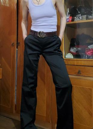 Сатинові атласні прямі штани atos lombardini італія преміальний люксовий бренд4 фото