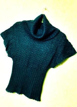 We fashion нидерланды красивый свитер-безрукавка синий цельные короткие рукава мохер вязаный женский1 фото