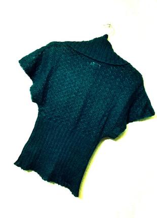 We fashion нидерланды красивый свитер-безрукавка синий цельные короткие рукава мохер вязаный женский7 фото